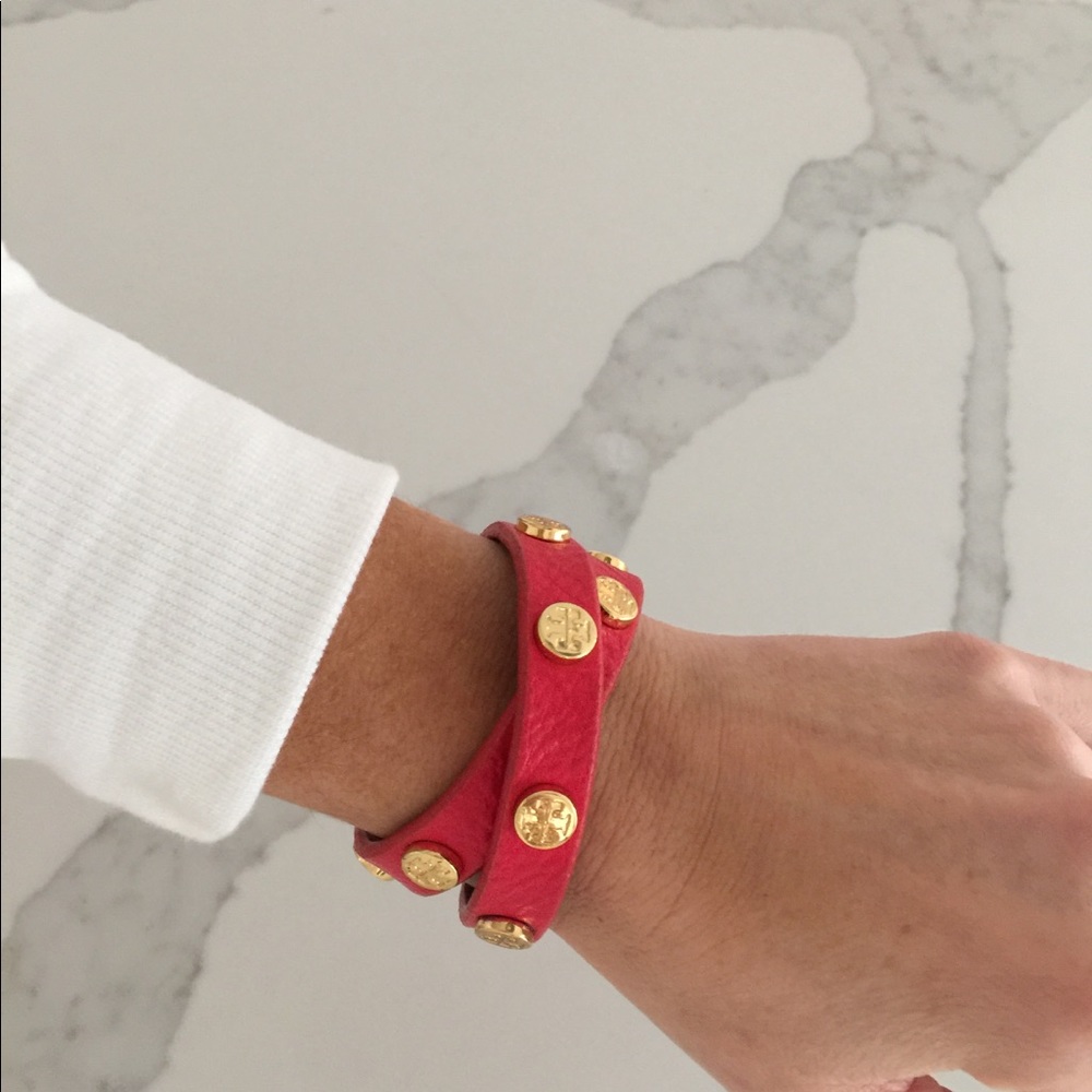 TORY BURCH Bracelet Leather & Gold studded